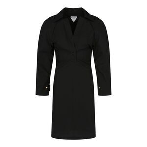 Bottega Veneta Woven Trench Coat Black Womens